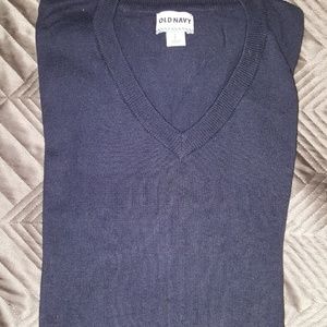 Men's Navy Blue V-Neck Sweater